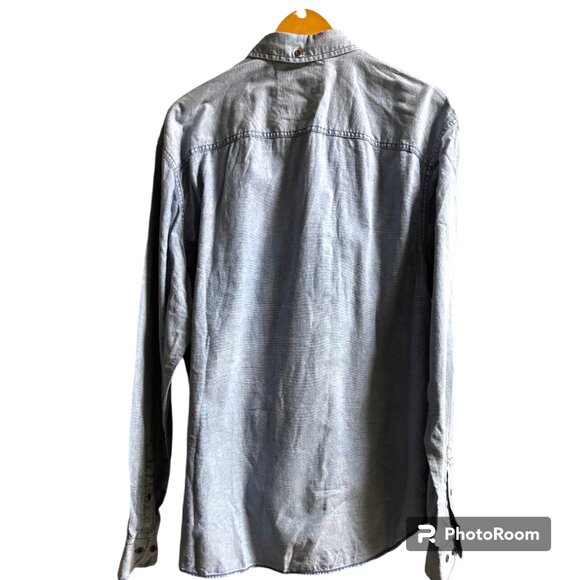 Thread & Cloth Mens Shirt Blue Jean Denim Button Up Long Sleeve XXL 100% Cotton - Picture 5 of 10